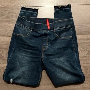 Spanx denim leggings medium with stylistic tears as originally sold